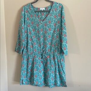 Serena & Lily Teal and Red Floral Long Sleeve Dress